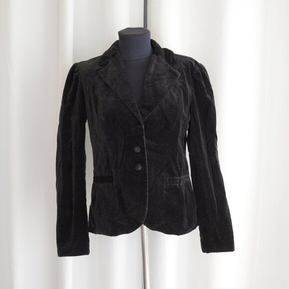 Vintage Y2K Black Velvet Gap Blazer Sz 8 - Picture 2 of 9